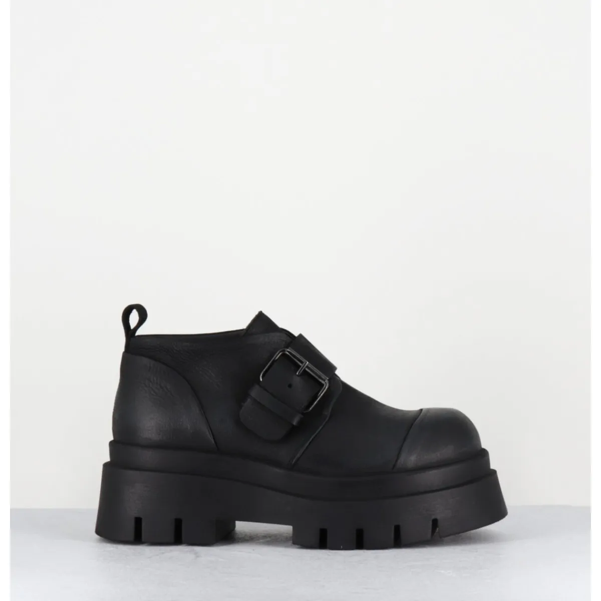 LOFINA Chaussures à boucle réglable en cuir semelle épaisse - 4005 GAS NERO NOIR