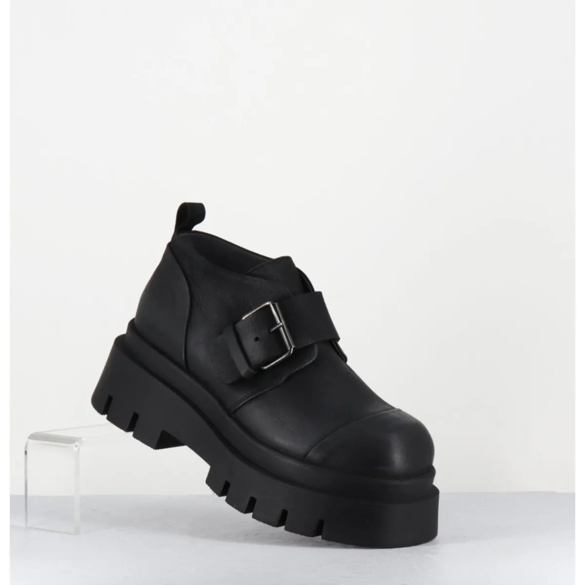 LOFINA Chaussures à boucle réglable en cuir semelle épaisse - 4005 GAS NERO NOIR