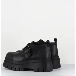 LOFINA Chaussures à boucle réglable en cuir semelle épaisse - 4005 GAS NERO NOIR