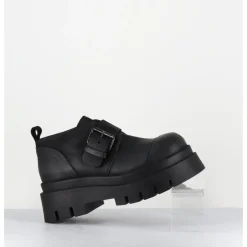 LOFINA Chaussures à boucle réglable en cuir semelle épaisse - 4005 GAS NERO NOIR