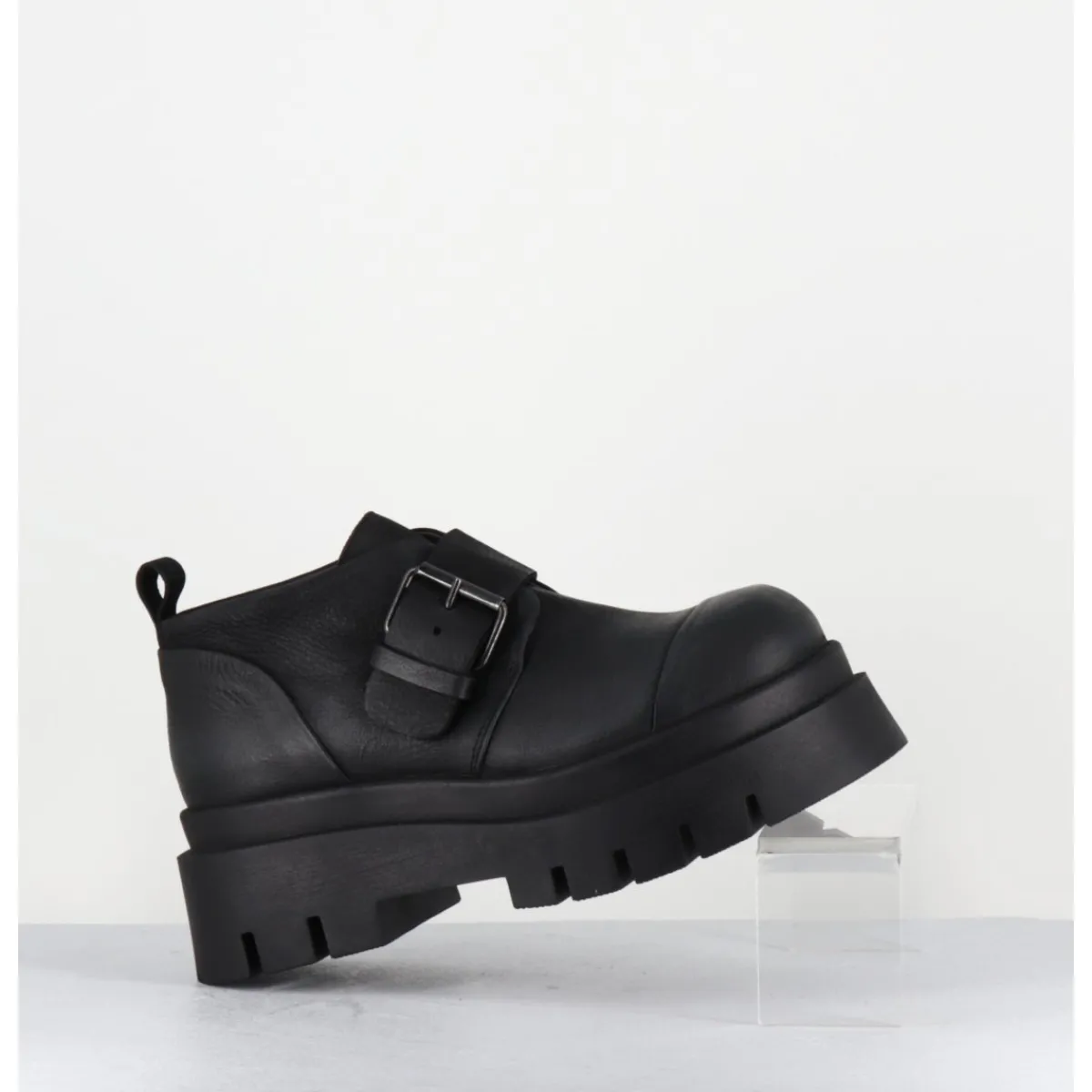 LOFINA Chaussures à boucle réglable en cuir semelle épaisse - 4005 GAS NERO NOIR