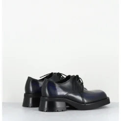 Discount E8 BY MIISTA Chaussures à lacets en cuir noir bleu gris brossé bout carré - ALTHEA BLACK GREY BLUE