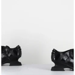 New MIISTA Chaussures à lacets en cuir talon destructuré - GOLDIE BLACK WEDGE NOIR