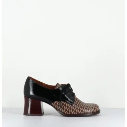 Sale CHIE MIHARA Chaussures à lacets en cuir imprimé pied-de-poule petit talon - TACAO GALLO TESTA