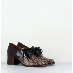 Sale CHIE MIHARA Chaussures à lacets en cuir imprimé pied-de-poule petit talon - TACAO GALLO TESTA