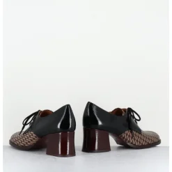 Sale CHIE MIHARA Chaussures à lacets en cuir imprimé pied-de-poule petit talon - TACAO GALLO TESTA