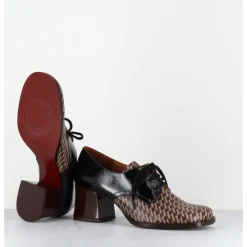 Sale CHIE MIHARA Chaussures à lacets en cuir imprimé pied-de-poule petit talon - TACAO GALLO TESTA