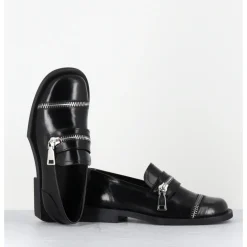 Online GARRICE LAB Chaussures en cuir glacé zip - ORIA ABRA NERO NOIR