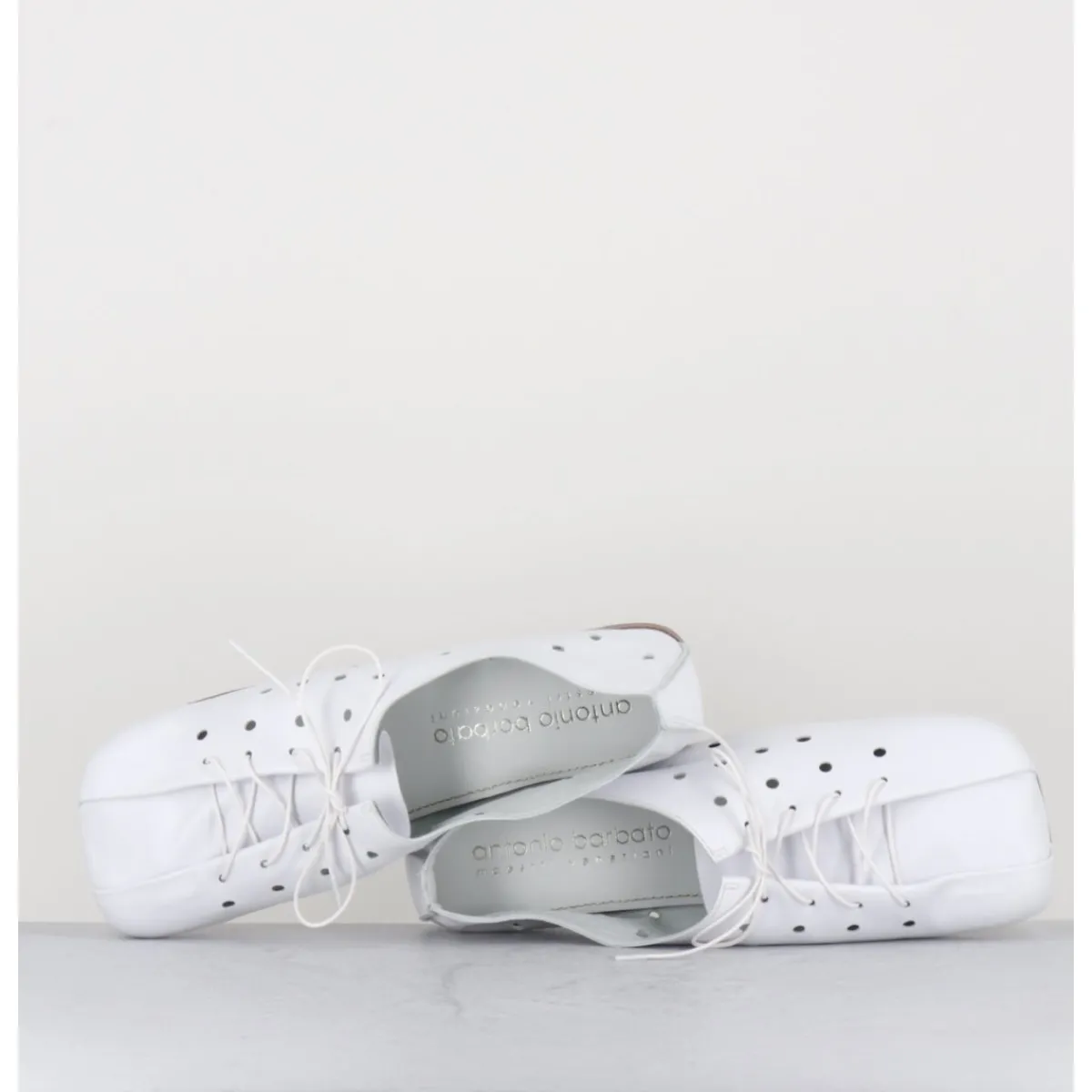 ANTONIO BARBATO Chaussures minimalistes à lacets en cuir perforé - AB4651 NAPPATO BIANCO BLANC