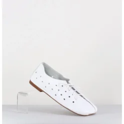 ANTONIO BARBATO Chaussures minimalistes à lacets en cuir perforé - AB4651 NAPPATO BIANCO BLANC