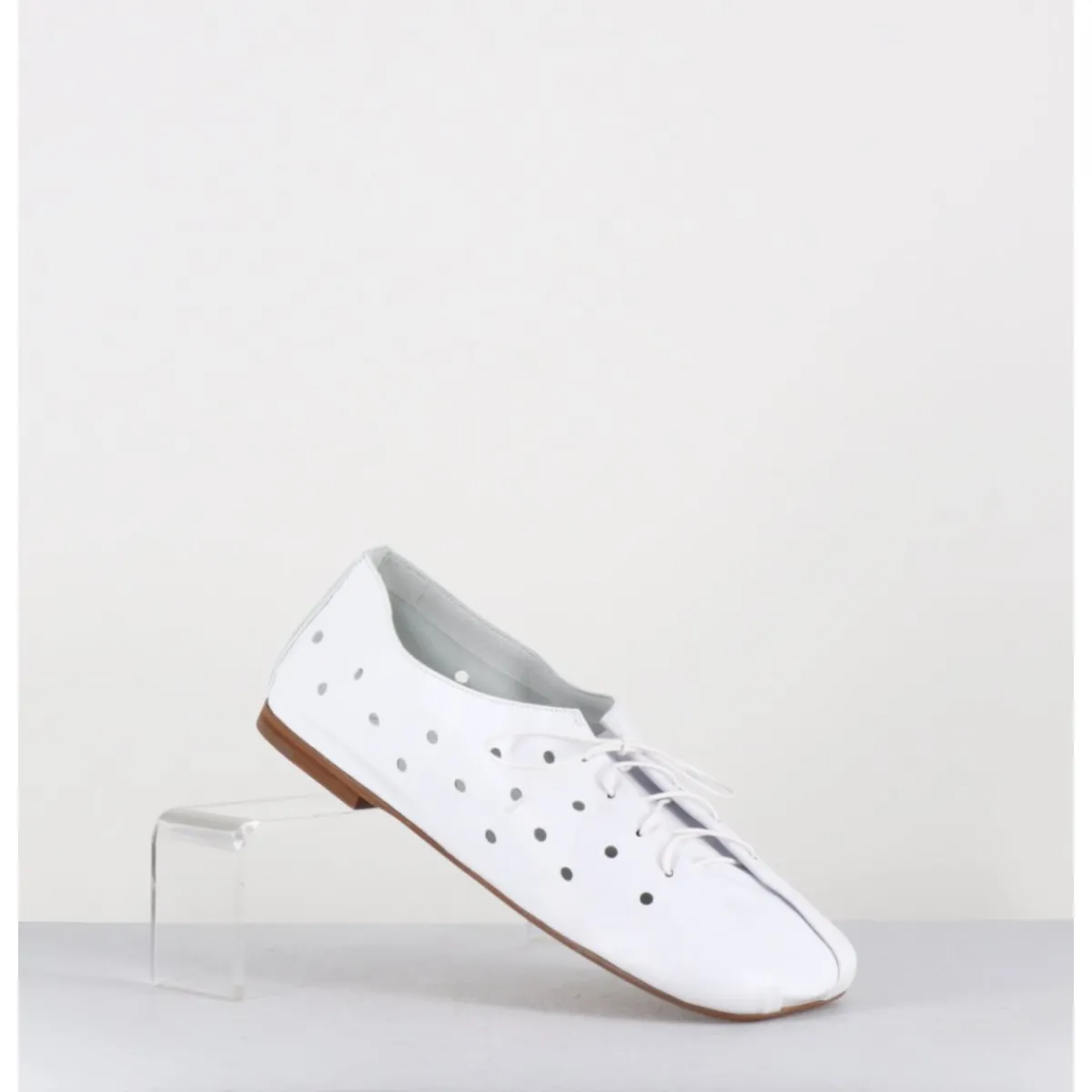 ANTONIO BARBATO Chaussures minimalistes à lacets en cuir perforé - AB4651 NAPPATO BIANCO BLANC