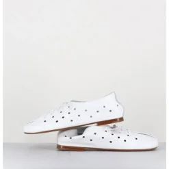 ANTONIO BARBATO Chaussures minimalistes à lacets en cuir perforé - AB4651 NAPPATO BIANCO BLANC