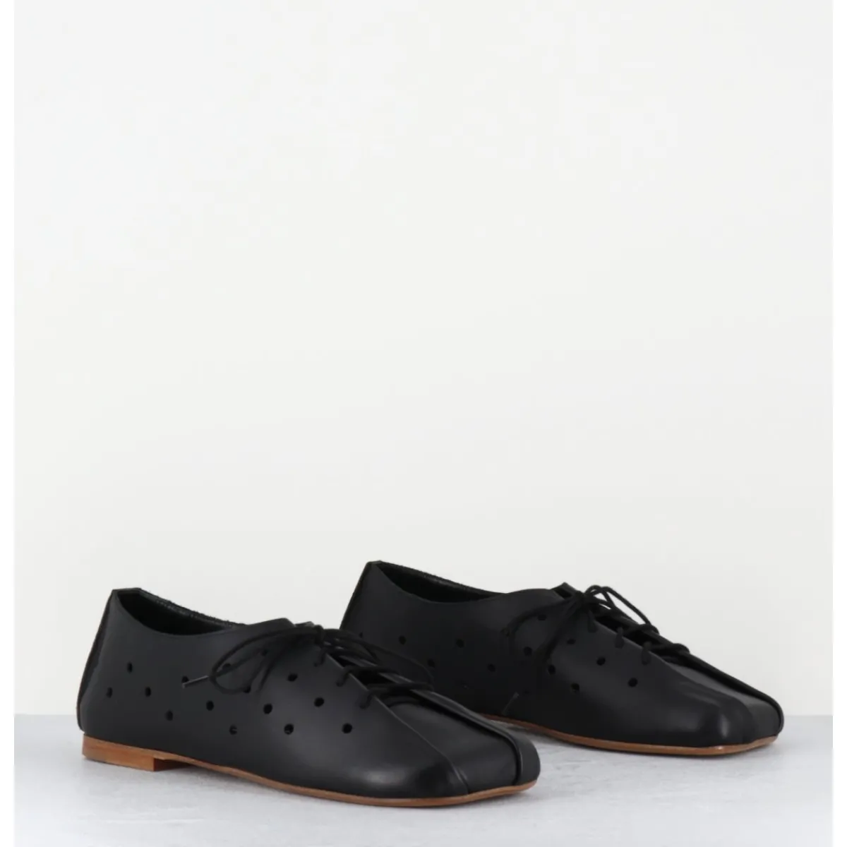 ANTONIO BARBATO Chaussures minimalistes à lacets en cuir perforé - AB4651 NAPPATO NERO NOIR
