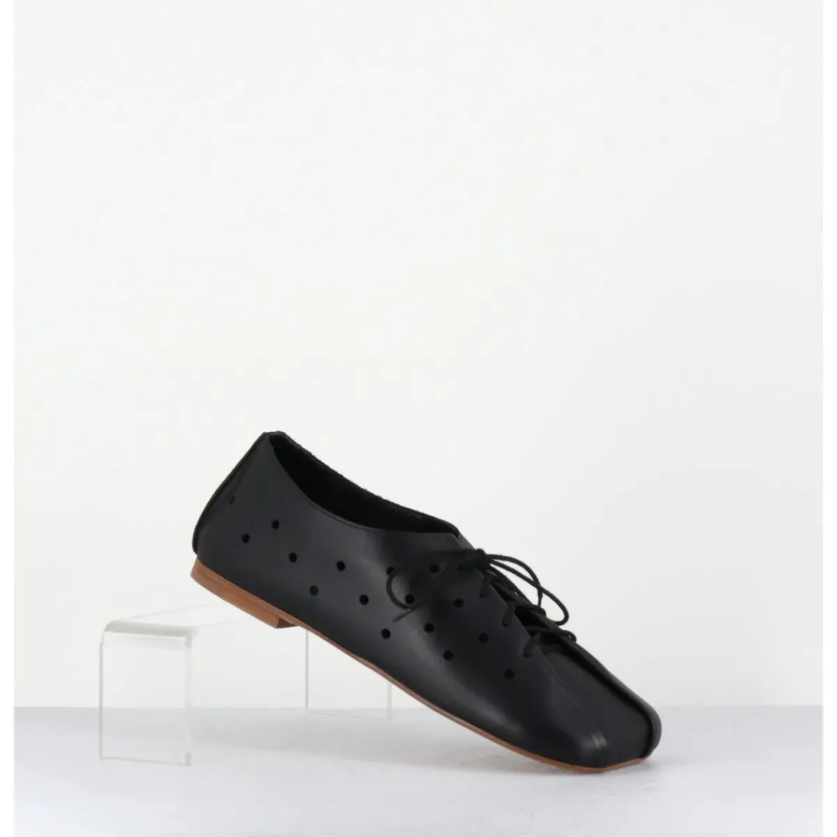 ANTONIO BARBATO Chaussures minimalistes à lacets en cuir perforé - AB4651 NAPPATO NERO NOIR