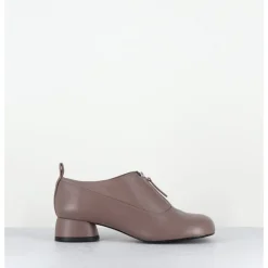 Sale AUDLEY Chaussures petit talon et zip central en cuir taupe - IROY NAPPA FUNGHI GRIS