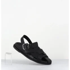 New GARRICE LAB Chaussures plates en cuir semi-ouvertes - KEROU TEXANO NERO NOIR