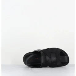 New GARRICE LAB Chaussures plates en cuir semi-ouvertes - KEROU TEXANO NERO NOIR