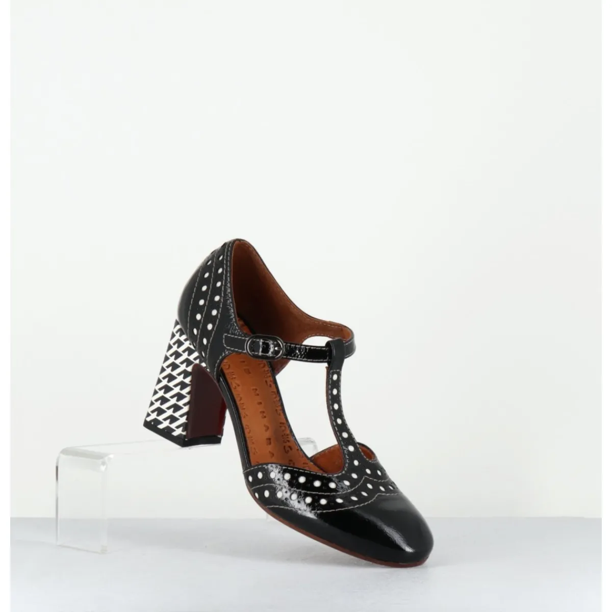 Sale CHIE MIHARA Chaussures salomé à talon en cuir & blanc - MANTE SUCRE NEGRO NOIR