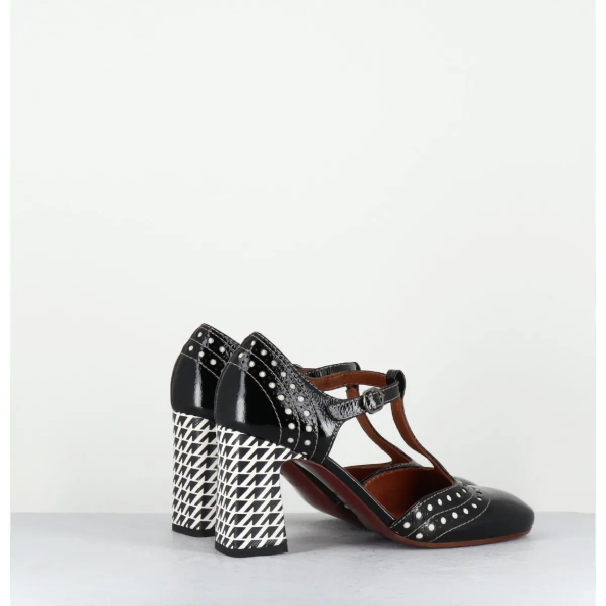 Sale CHIE MIHARA Chaussures salomé à talon en cuir & blanc - MANTE SUCRE NEGRO NOIR