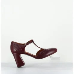 Best CHIE MIHARA Chaussures salomé à talon ne cuir x & détails noirs - MANTE TORITO GRAPE BORDEAU