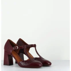 Best CHIE MIHARA Chaussures salomé à talon ne cuir x & détails noirs - MANTE TORITO GRAPE BORDEAU