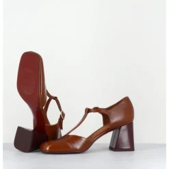 Sale CHIE MIHARA Chaussures salomé en cuir & bordeaux - SYKA DUNPACK CUERO CAMEL