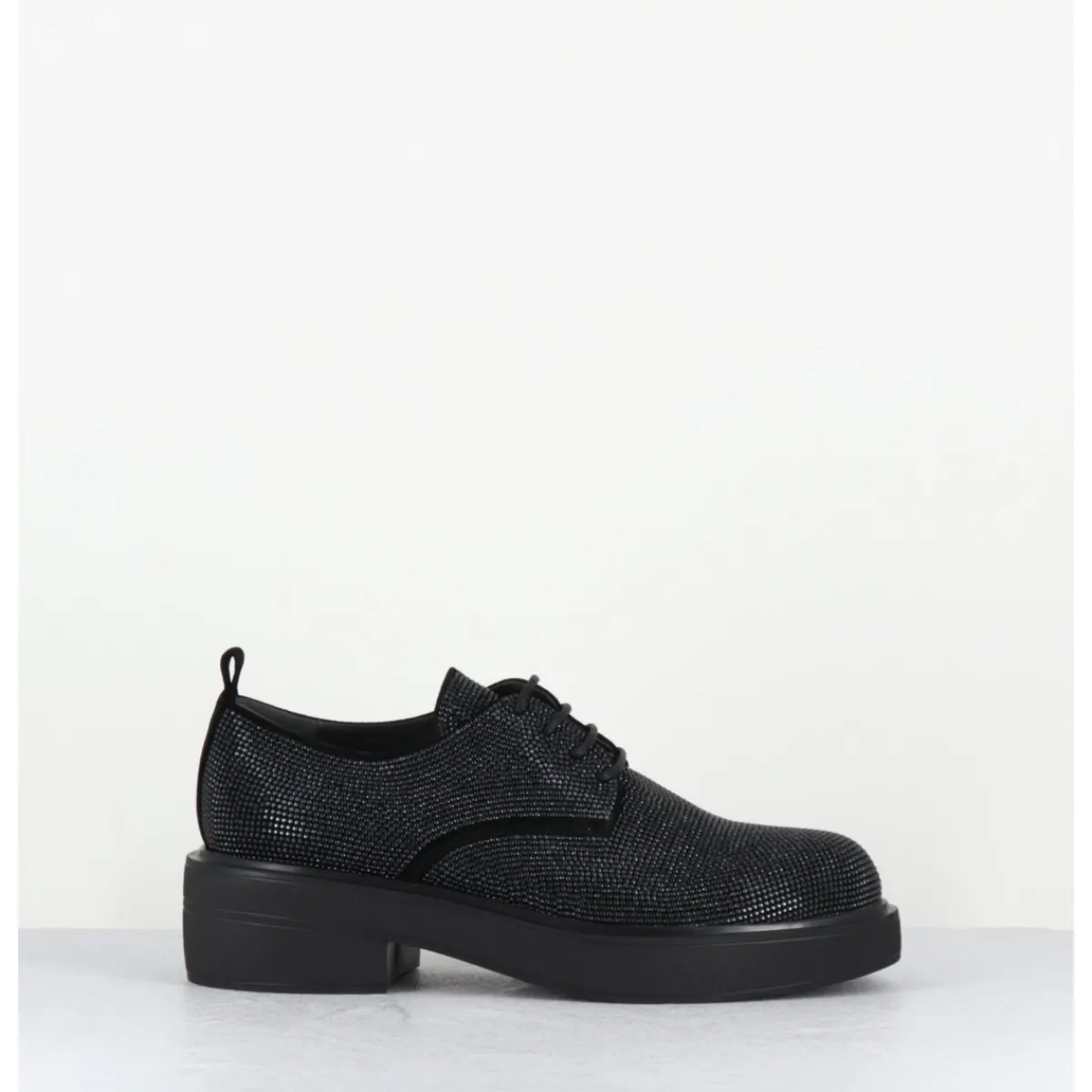 Outlet GARRICE LAB Derbies à lacets en cuir & clous argent - VETTA VELOUR NERO NOIR