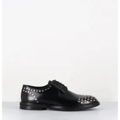 Outlet GARRICE LAB Derbies à lacets en cuir glacé rivets argent - NIVE ABRA NERO NOIR