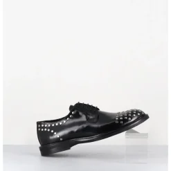 Outlet GARRICE LAB Derbies à lacets en cuir glacé rivets argent - NIVE ABRA NERO NOIR