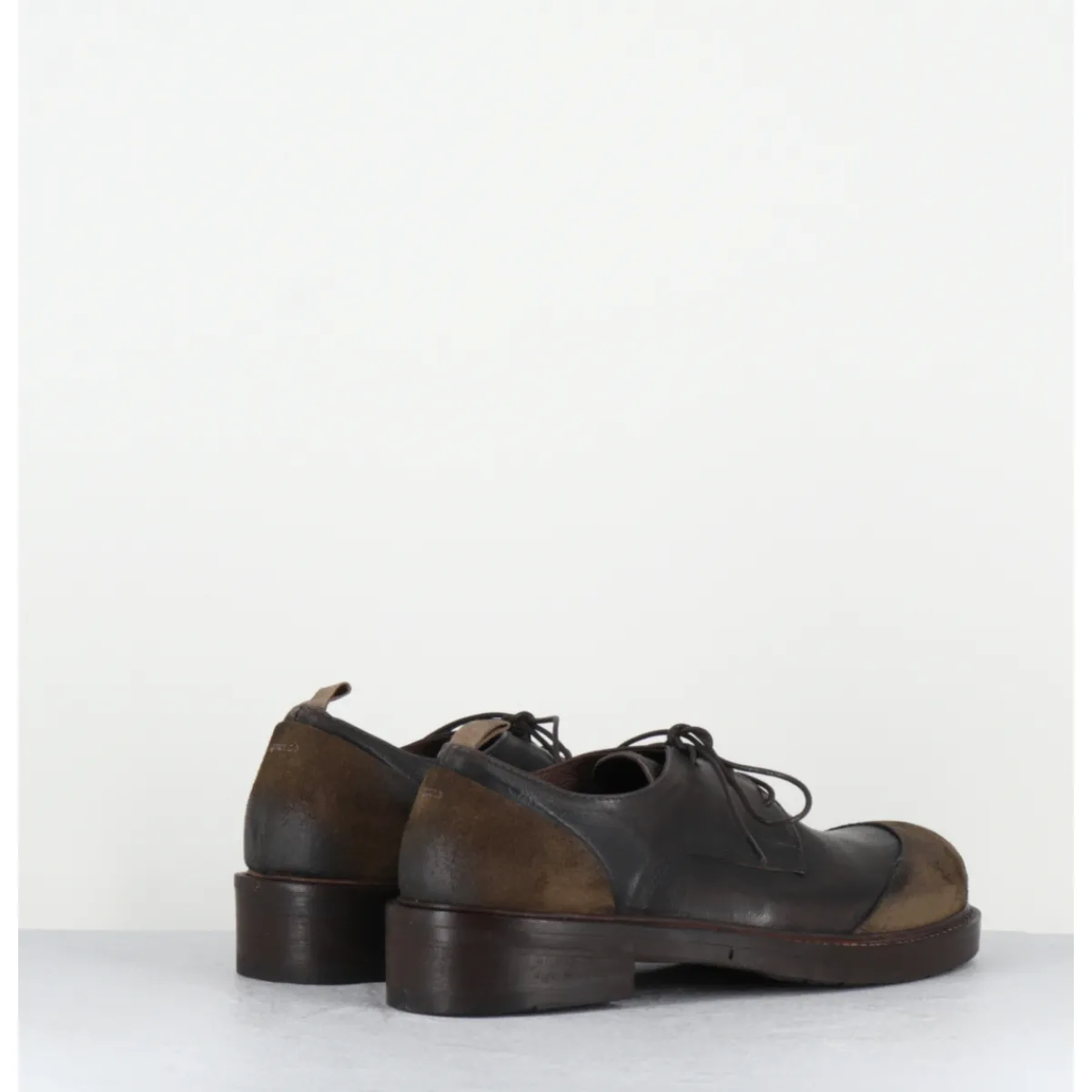 Best GARRICE LAB Derbies à lacets en cuir brossé & bout rapporté - GAMAN DAVIS MUD MARRON