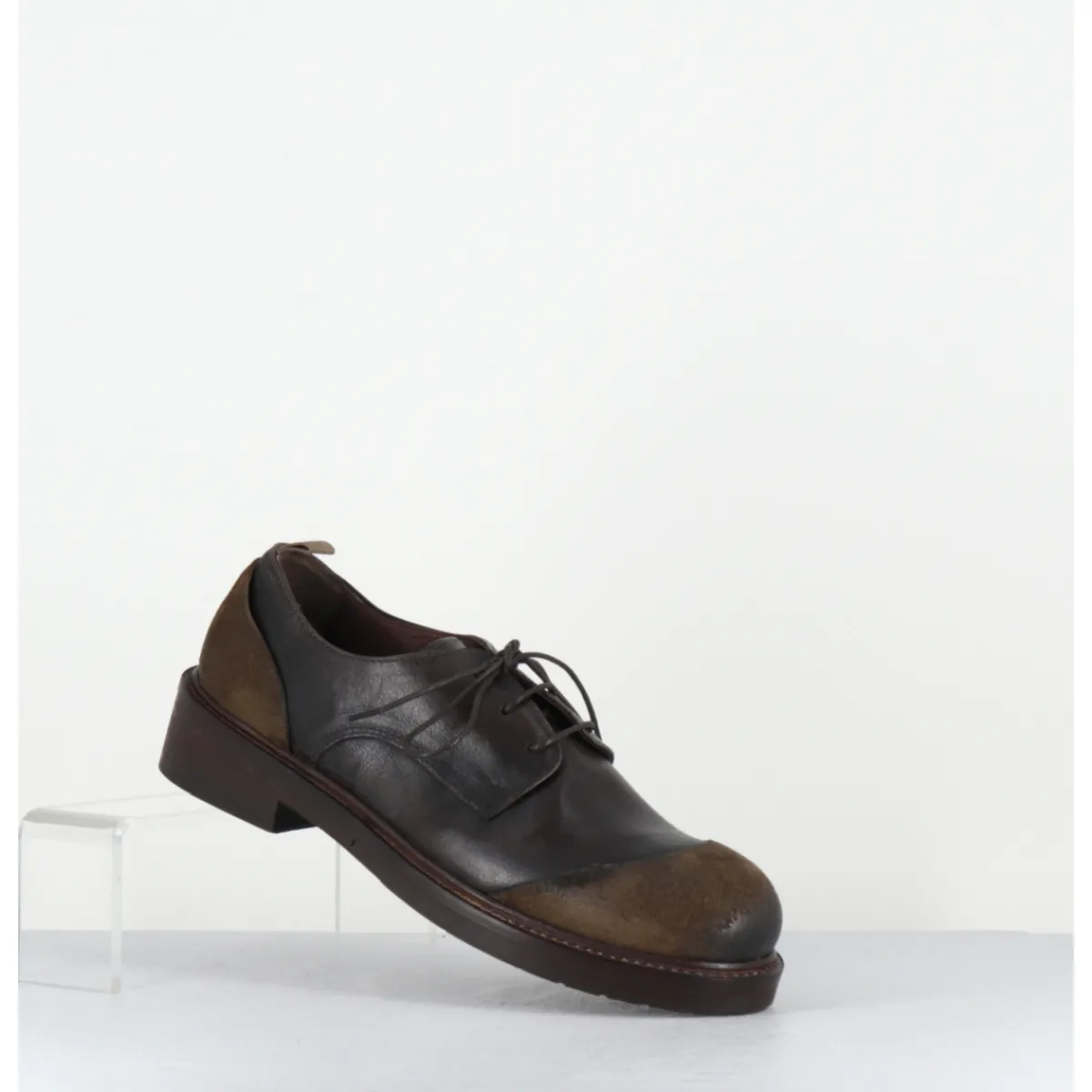 Best GARRICE LAB Derbies à lacets en cuir brossé & bout rapporté - GAMAN DAVIS MUD MARRON