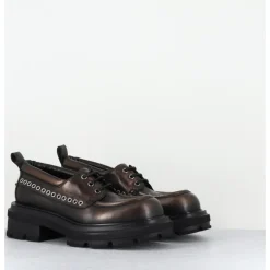 Hot ELENA IACHI Derbies à lacets en cuir vieilli marron métallisé - E4013 RESORT BRONZO BRONZE