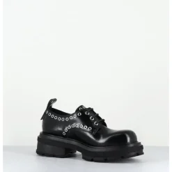 ELENA IACHI Derbies à lacets glacé & rivets - E4119-T BELT NERO NOIR