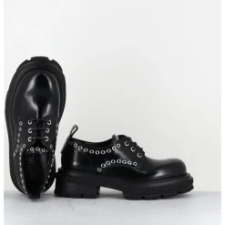 ELENA IACHI Derbies à lacets glacé & rivets - E4119-T BELT NERO NOIR