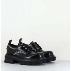 ELENA IACHI Derbies à lacets glacé & rivets - E4119-T BELT NERO NOIR