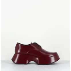 Online VIC MATIE Derbies à plateforme en cuir glacé x - 1F2408D LATTEX DARK RED BORDEAU