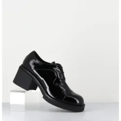 Outlet GARRICE LAB Derbies à talon en cuir vernis souple - YOSHI NAPLAK NERO NOIR