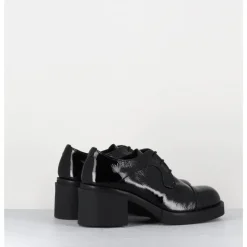 Outlet GARRICE LAB Derbies à talon en cuir vernis souple - YOSHI NAPLAK NERO NOIR