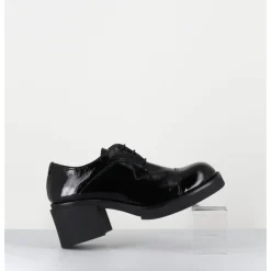 Outlet GARRICE LAB Derbies à talon en cuir vernis souple - YOSHI NAPLAK NERO NOIR
