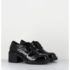 Outlet GARRICE LAB Derbies à talon en cuir vernis souple - YOSHI NAPLAK NERO NOIR