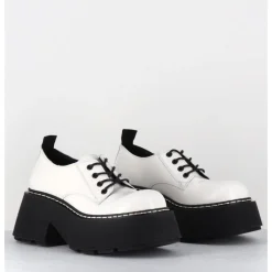 VIC MATIE Derbies en cuir glacé semelle épaisse - 1D7702D BUFFY ICE BLANC