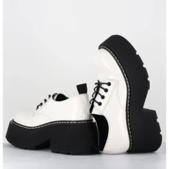 VIC MATIE Derbies en cuir glacé semelle épaisse - 1D7702D BUFFY ICE BLANC