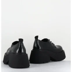 Clearance VIC MATIE Derbies en cuir glacé fumé semelle épaisse - 1D7702D BUFFY BLACK NOIR