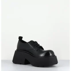 Clearance VIC MATIE Derbies en cuir glacé fumé semelle épaisse - 1D7702D BUFFY BLACK NOIR