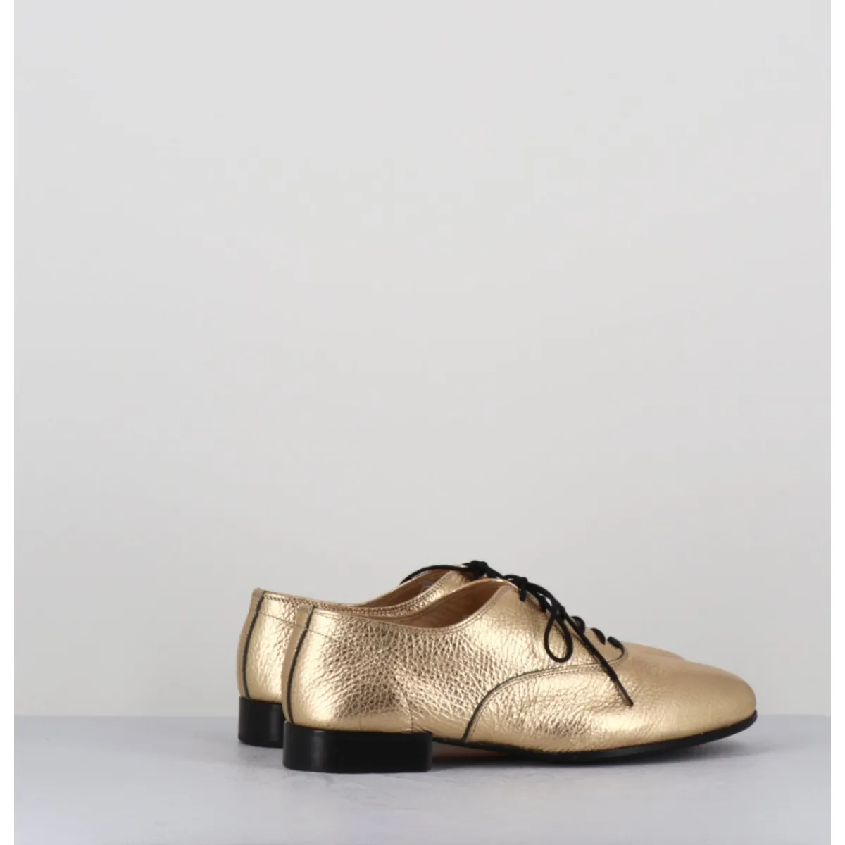 Hot TO&CO Derbies minimalistes en cuir doré - STJA COW PLATINO DORE