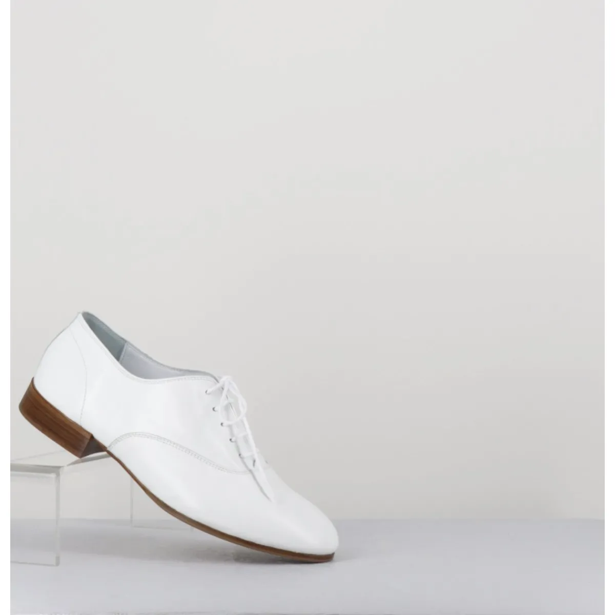 Best TO&CO Derbies minimalistes en cuir souple - STJA COW WHITE BLANC