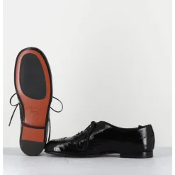 HOTTO Derbies plats en cuir vernis souple - 60364 NAPPALAK NERO NOIR