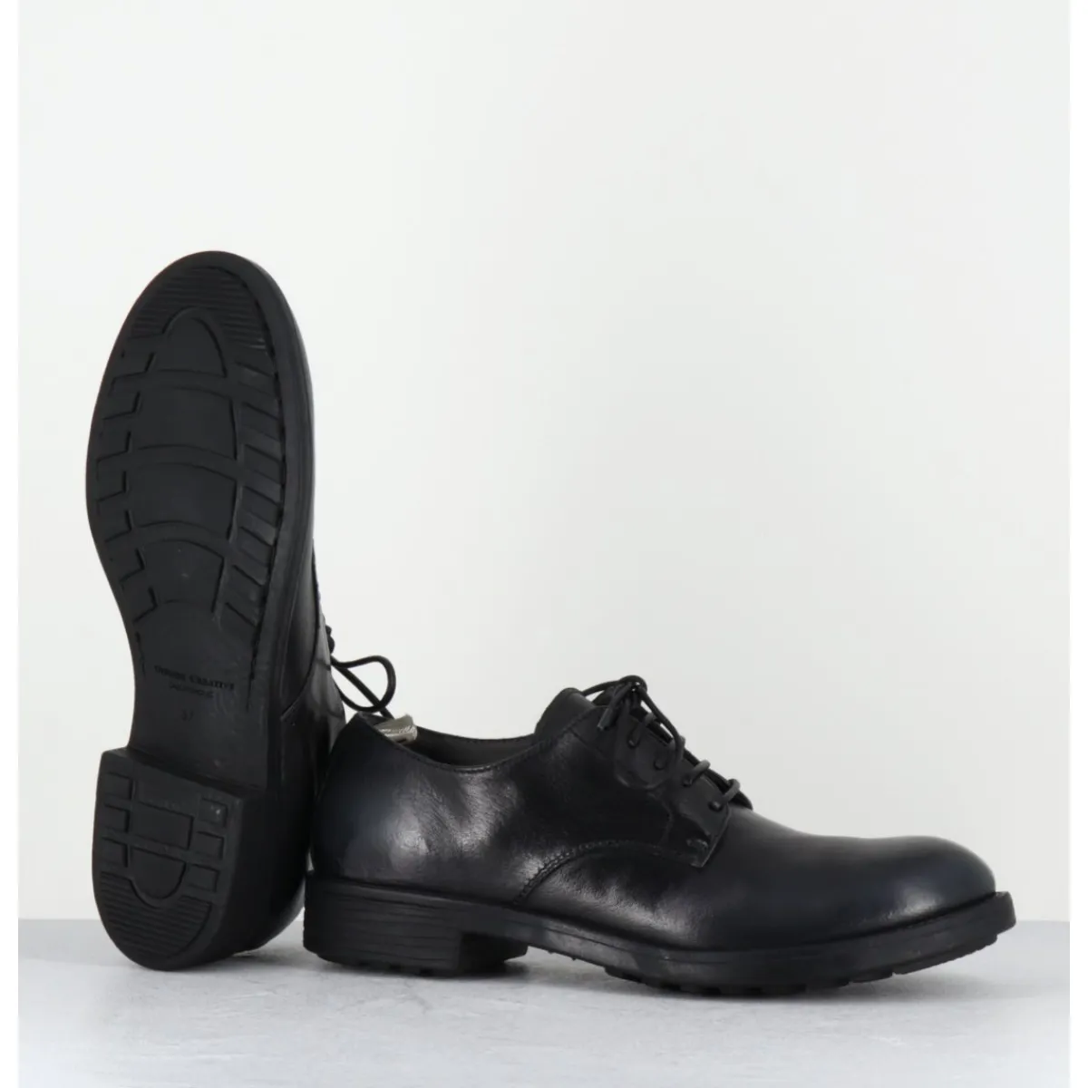 Clearance OFFICINE CREATIVE Derbies souples à lacets en cuir brossé noir & bleu - SERGEANT101 SUPERNERO