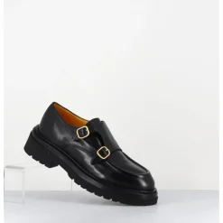 Clearance MARA BINI Derby à double boucle en cuir souple - T219 SETA NERO NOIR