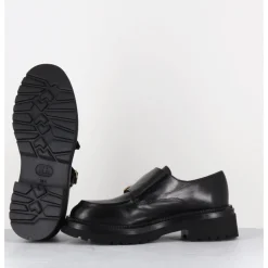 Clearance MARA BINI Derby à double boucle en cuir souple - T219 SETA NERO NOIR